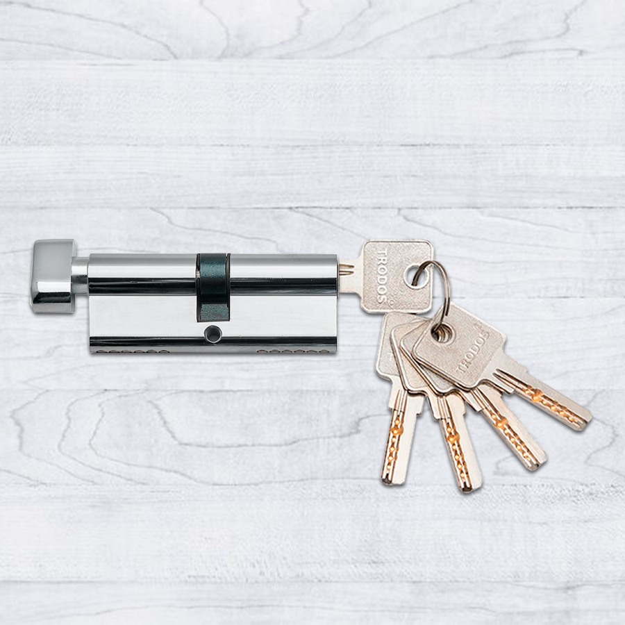 Механизм цилиндровый Trodos ЦМВП 80(40/40) латунь 5 ключей, хром, блистер