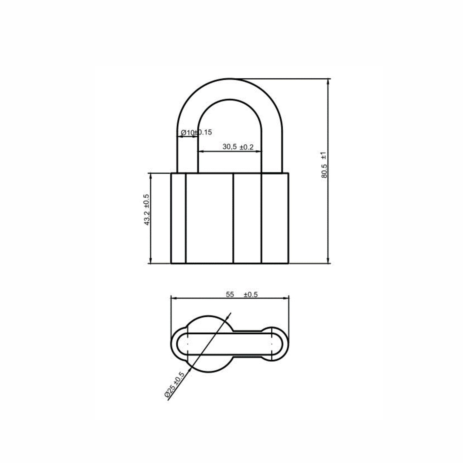 Замок навесной Trodos BC-HAL2-60 алюминий, с одной секретностью