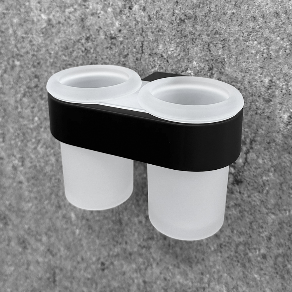 Стакан 2-ой с держателем Zenfort коллекция "Магия", черный матовый