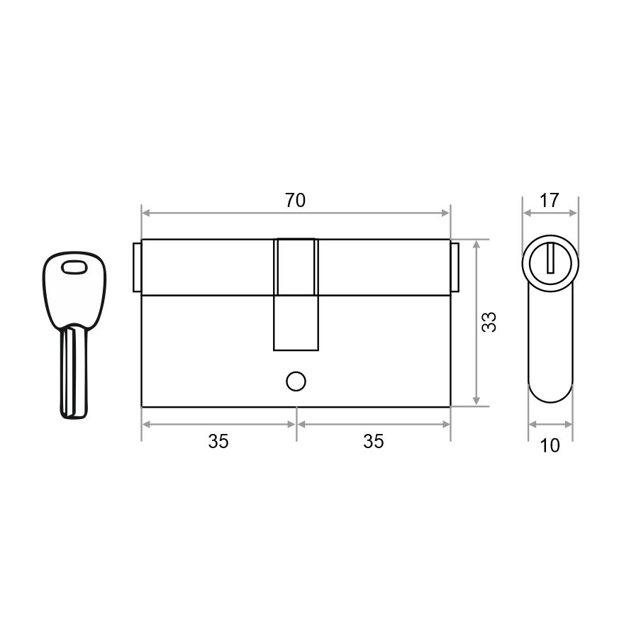 Механизм цилиндровый для китайских дверей Vrata ЦМП 70(35/35) латунь 5 ключей, черный 