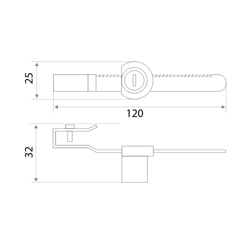 Замок мебельный реечный Trodos для стекла, хром