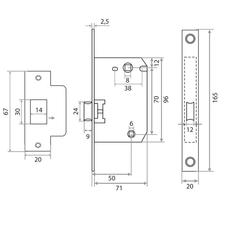 Защелка врезная Trodos 2070-70WС/P AB пластик, бронза
