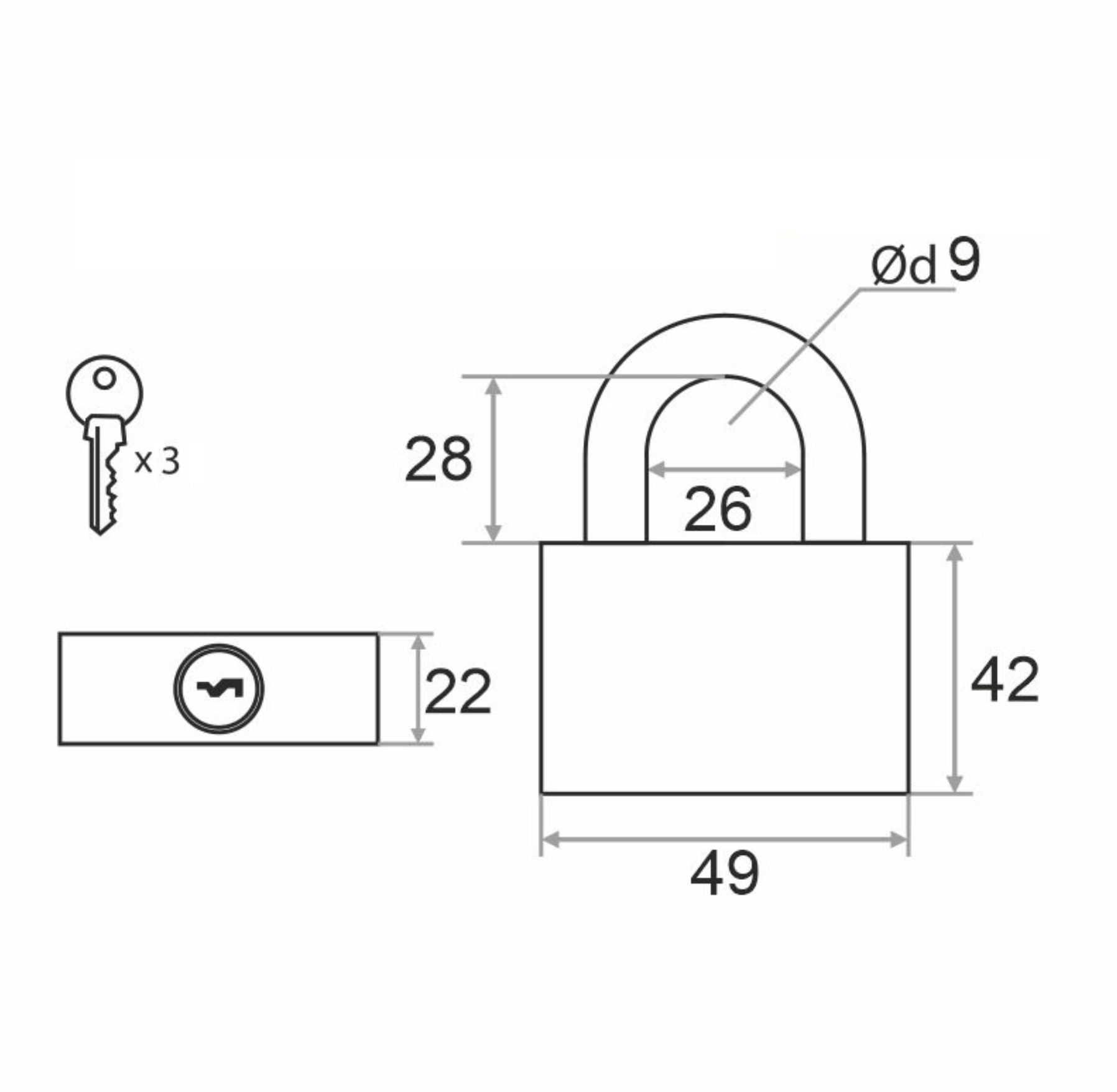 Замок навесной Trodos BC-HG36-50 чугун, блистер