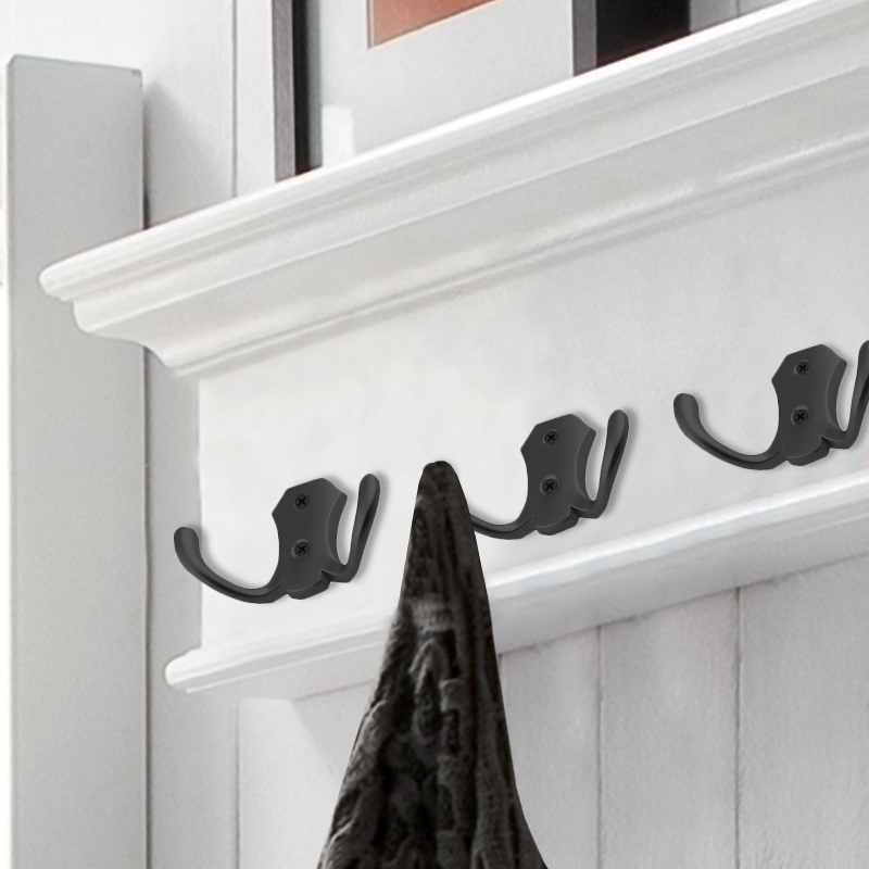 Крючок мебельный Trodos "ZY-204В" 2-рожковый, сплав ЦАМ, черный