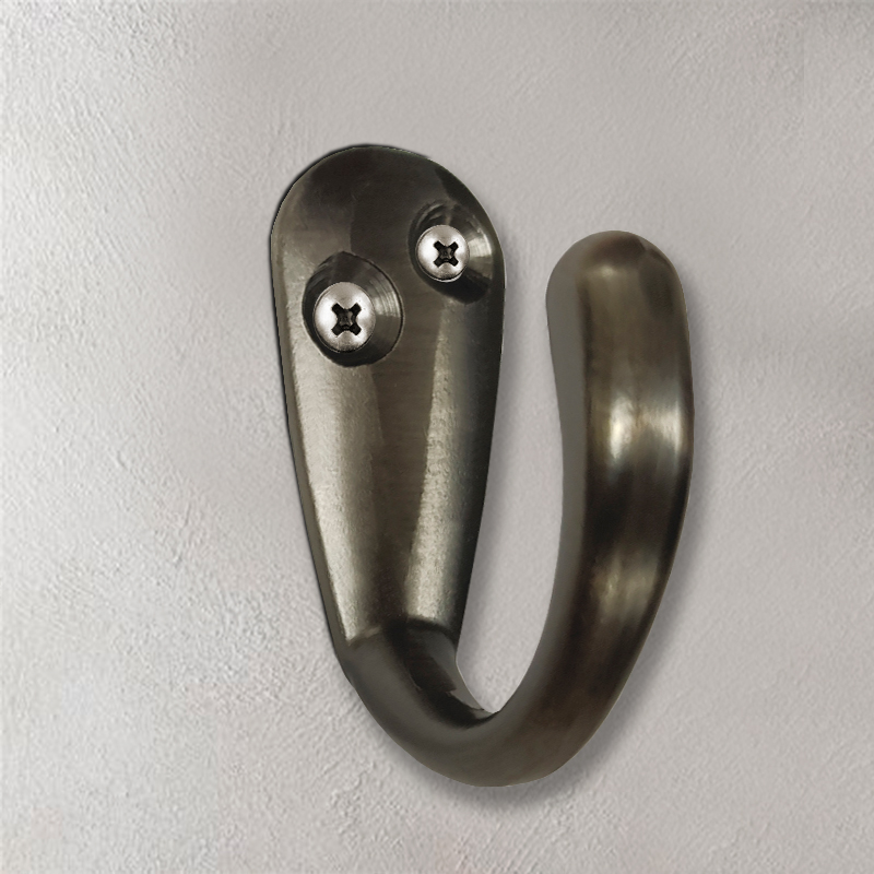 Крючок мебельный Trodos "DMZ-31304" 1-рожковый, сплав ЦАМ, черный никель брашированный матовый