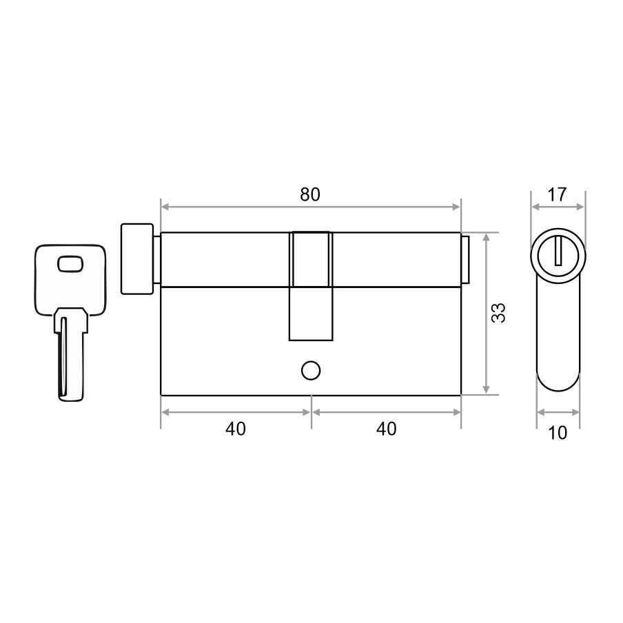 Механизм цилиндровый Trodos ЦМВП 80(40/40) латунь 5 ключей, хром, блистер