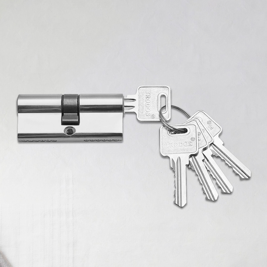 Механизм цилиндровый Trodos ЦМ 70(35/35) латунь 5 ключей, хром, блистер