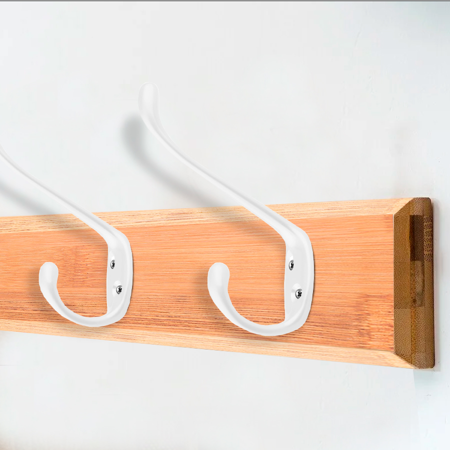 Крючок мебельный Trodos "ZY-203А" 2-рожковый, сплав ЦАМ, белый