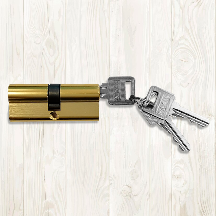Механизм цилиндровый Vrata LL-ЦМ70 алюминий 3 ключа, золото