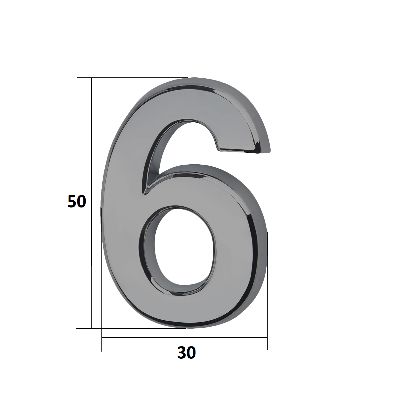 Цифра дверная Trodos "6" классика, хром