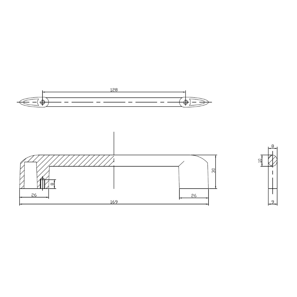 Ручка-скоба мебельная Trodos "8653" 128мм сплав ЦАМ 105гр, белый матовый