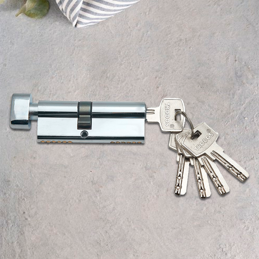 Механизм цилиндровый Trodos ЦМВП 80(35в/45) сплав ЦАМ 5 ключей, хром