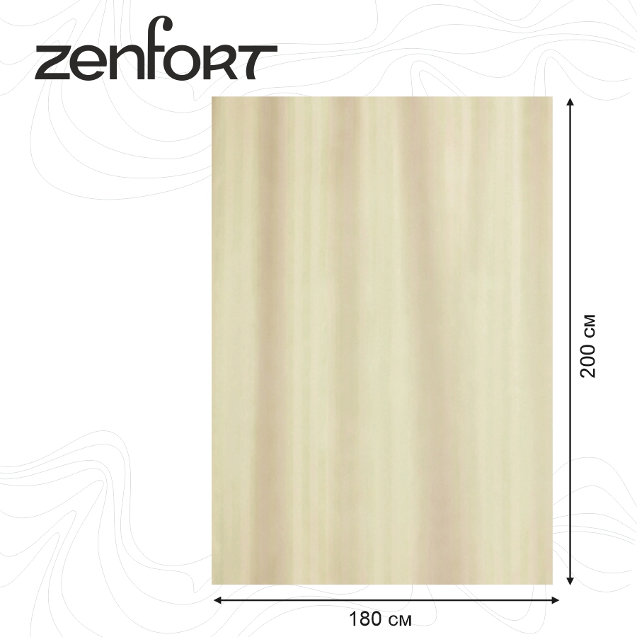 Штора для ванной Zenfort "Жаккард" полиэстер 180х200см, 12 колец, с утяжелителем, бежевый