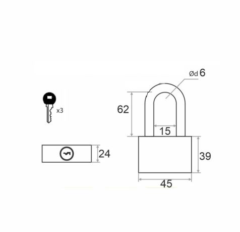 Замок навесной Trodos BC-IG1-45L чугун, всепогодный с одной секретностью