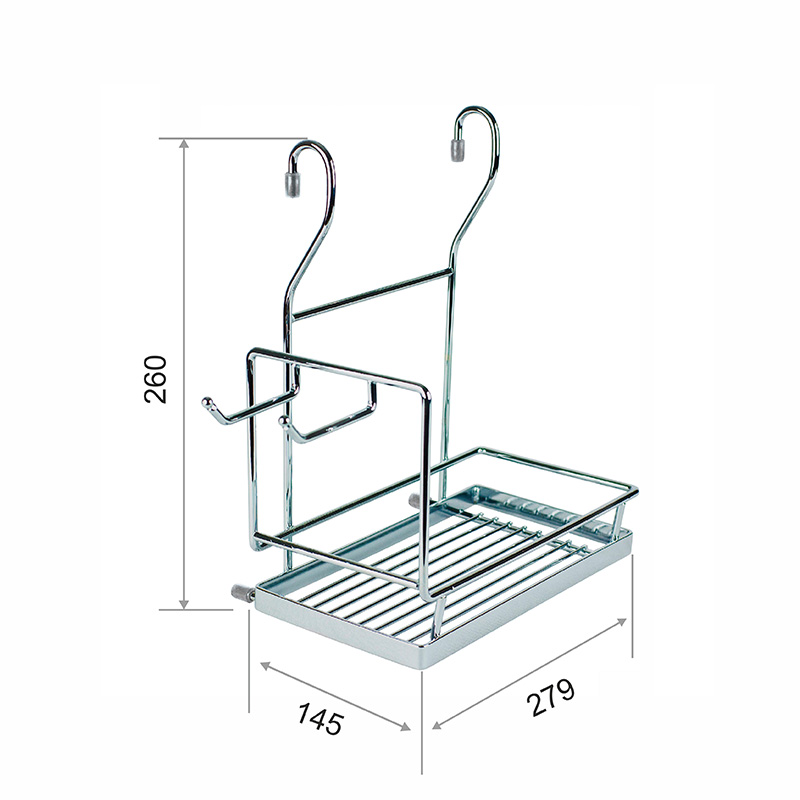 Полка на рейлинг Trodos "KS-2013" прямоугольная 1-ярусная, хром