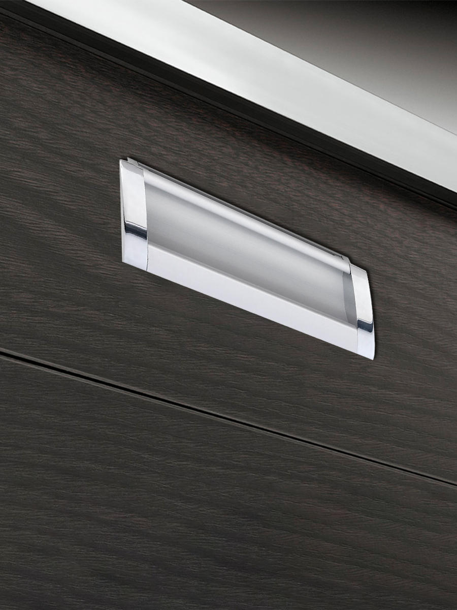 Ручка врезная мебельная Trodos "ZY-108" 96мм алюминий, хром/хром матовый, хедер