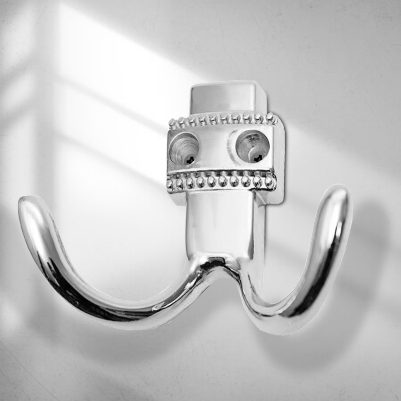 Крючок мебельный Trodos "ZY-209В" 2-рожковый, сплав ЦАМ, хром