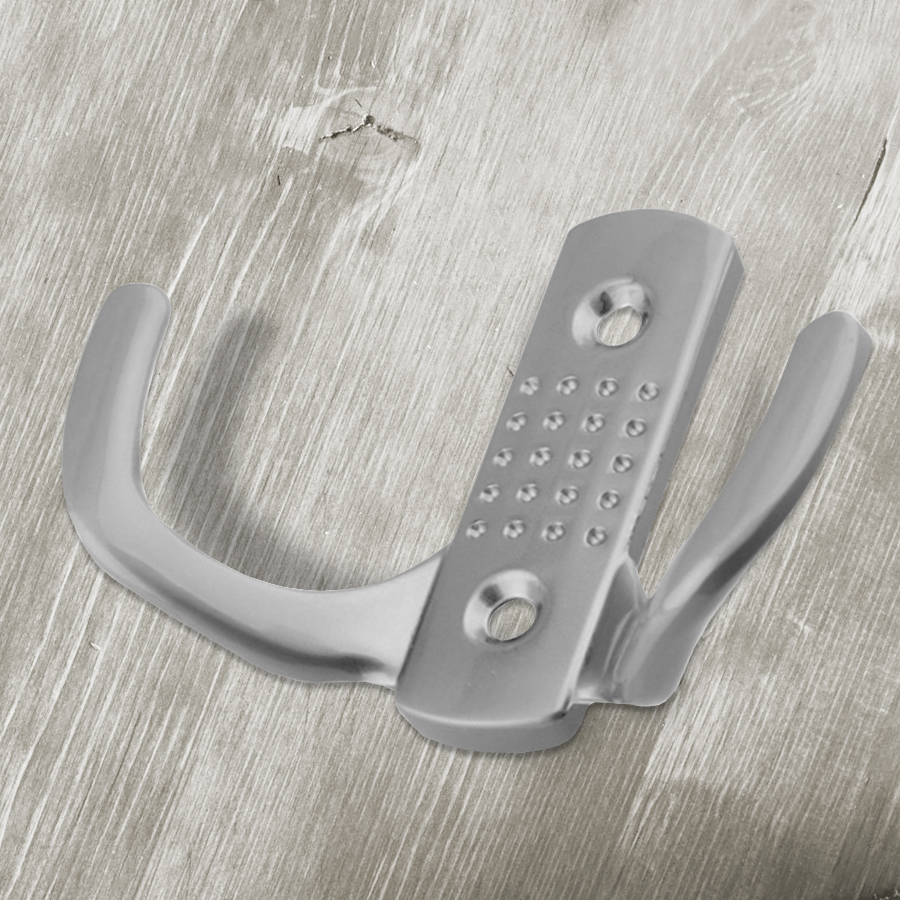 Крючок мебельный Trodos "ZY-201В" 2-рожковый, сплав ЦАМ, хром матовый