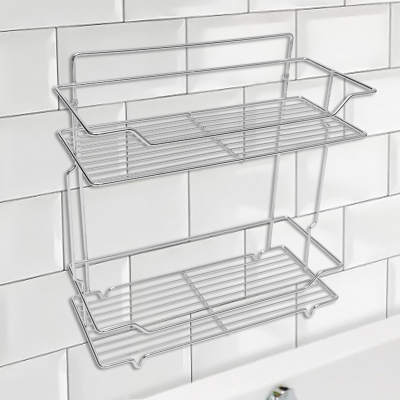 Полка настенная Delphinium 2-ярусная прямоугольная "АЕ-430", хром