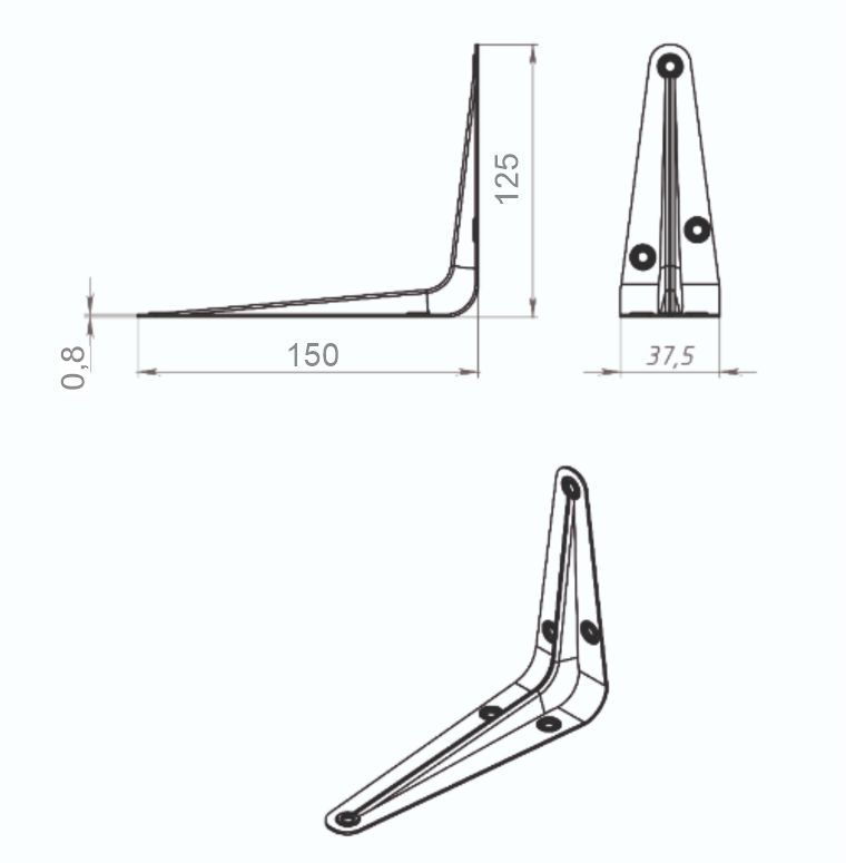 Полкодержатель (консоль) Trodos 150х125, черный