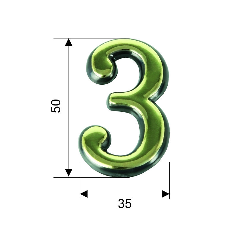 Цифра дверная Trodos "3" золото