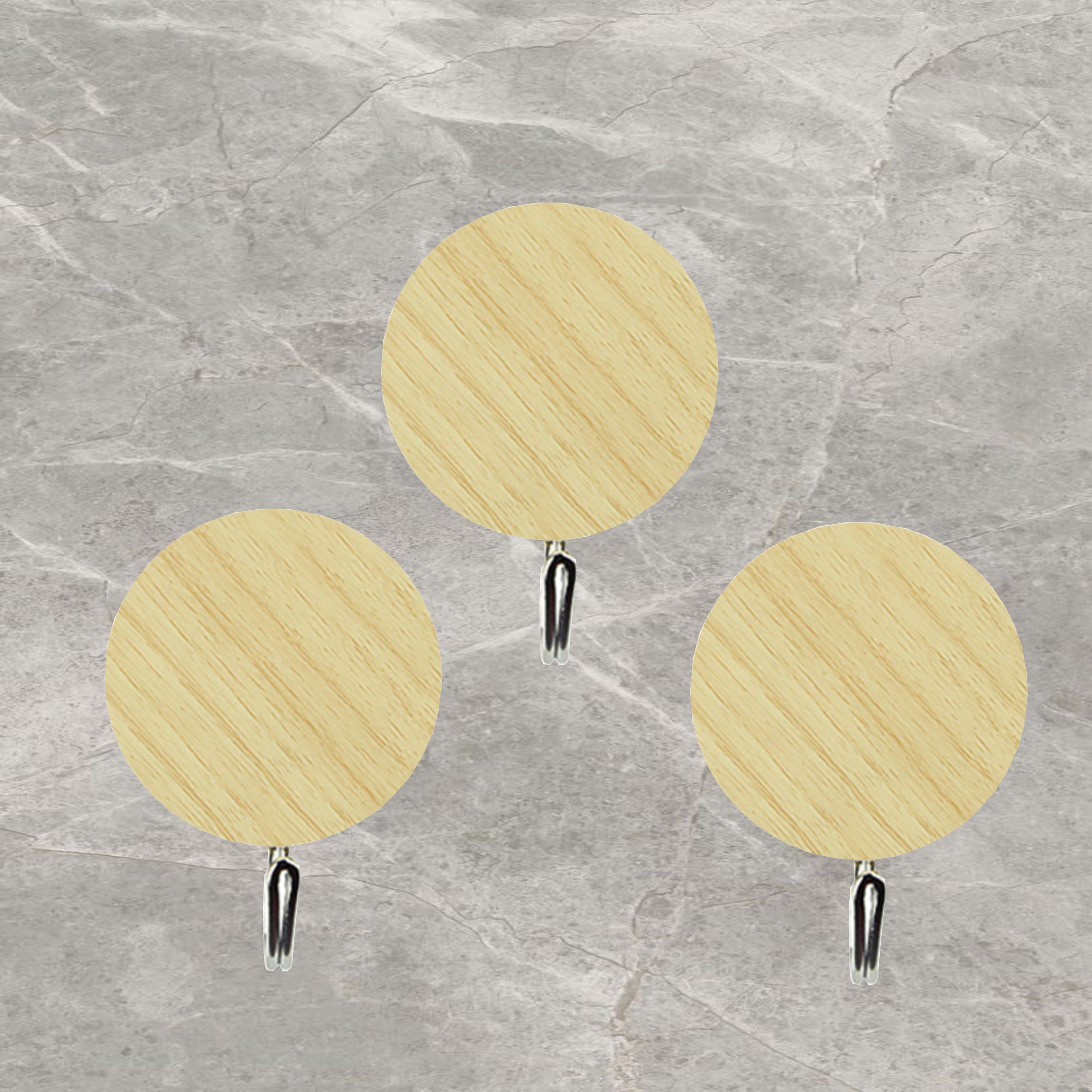 Крючок самоклеящийся Delphinium "Светлый дуб" круглый, 3 шт, блистер