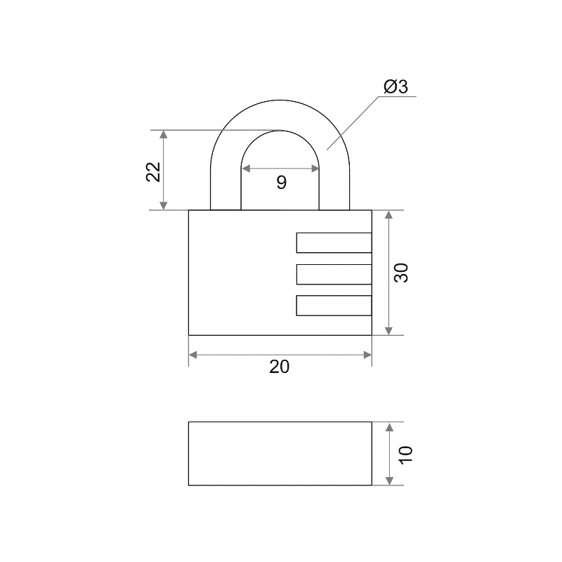 Замок навесной Trodos ВС-203 кодовый, латунь, блистер