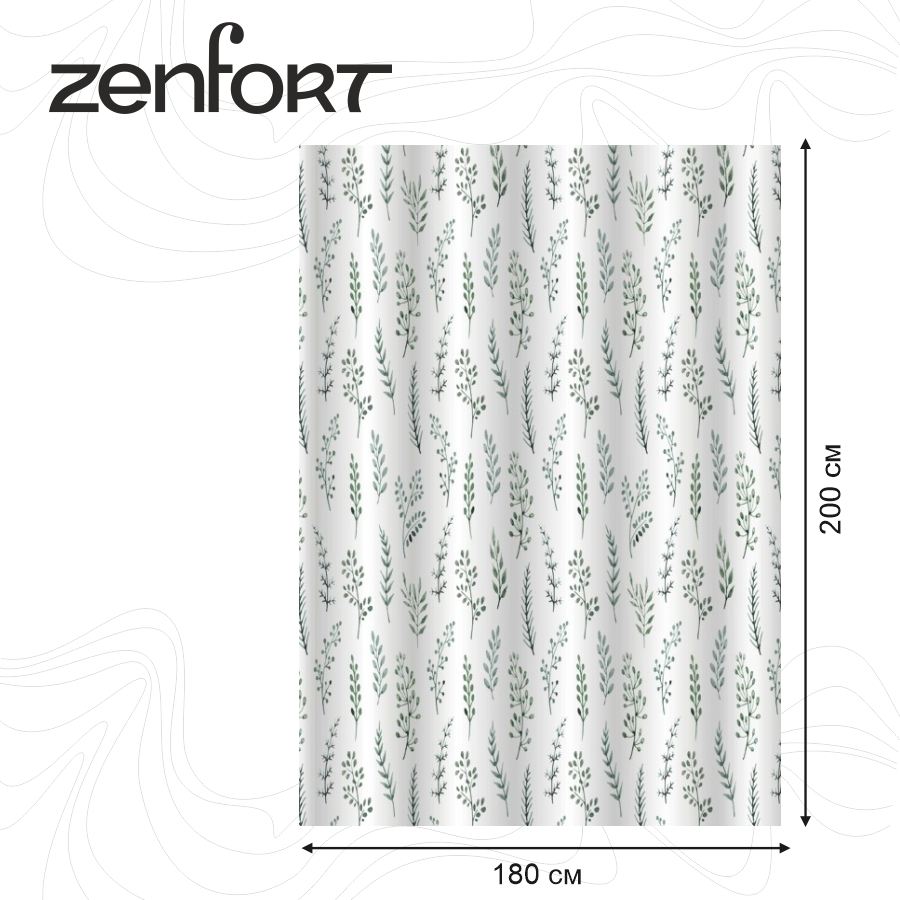 Штора для ванной Zenfort "Прованс" полиэстер 180х200см, 12 колец, с утяжелителем, мультиколор