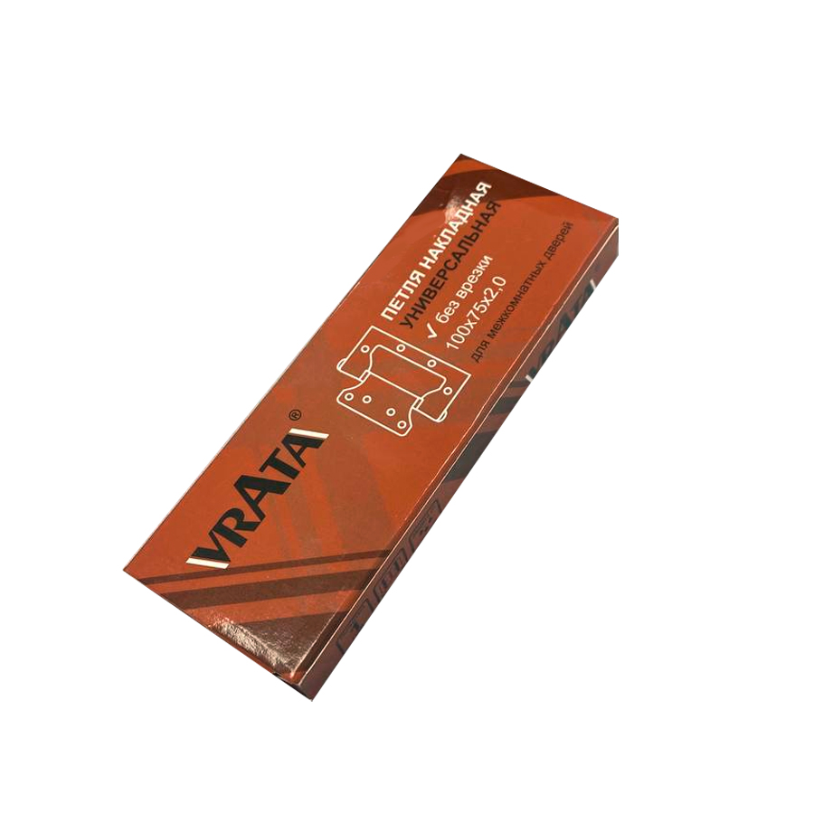 Петля накладная Vrata 100х75х2,0 без врезки, б/к, золото матовый