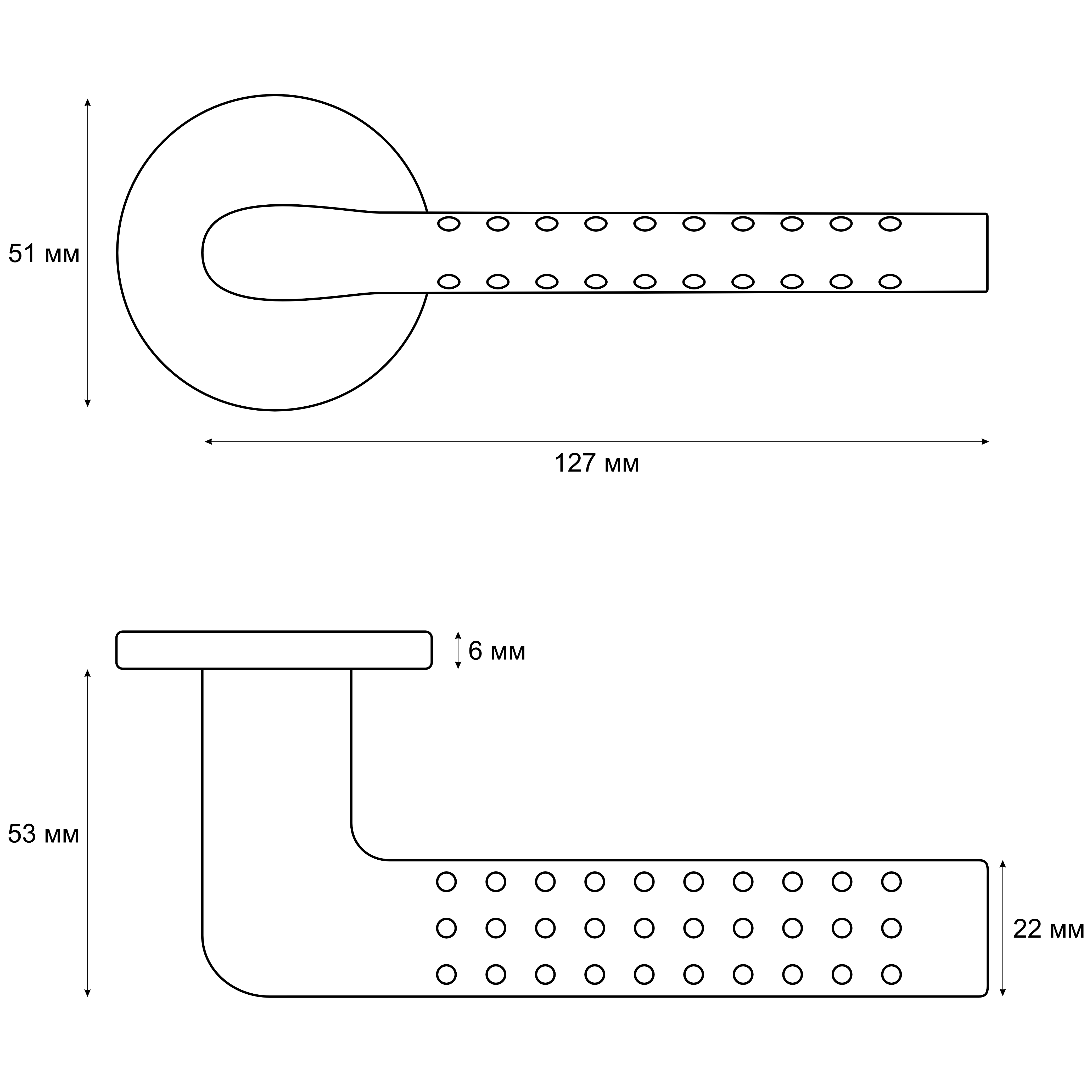 Ручка раздельная Trodos "47Р" серия 06 slim, черный никель