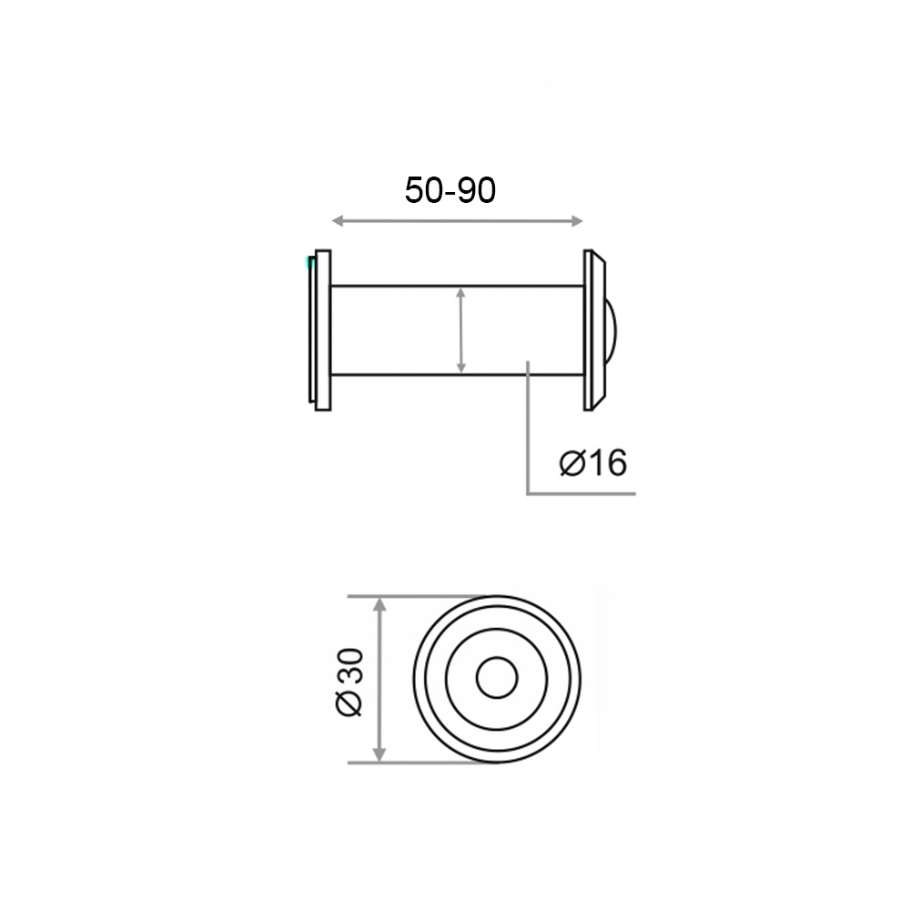 Глазок дверной Trodos R50/90, сплав ЦАМ, хром