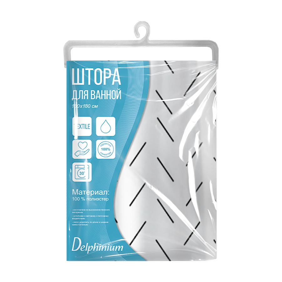 Штора для ванной Delphinium "Грейс" полиэстер 180х180см, 12 колец, мультиколор