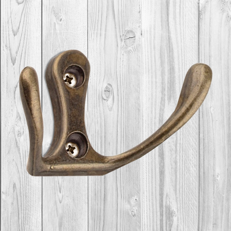 Крючок мебельный Trodos "ZY-110М" 2-рожковый, сплав ЦАМ, бронза