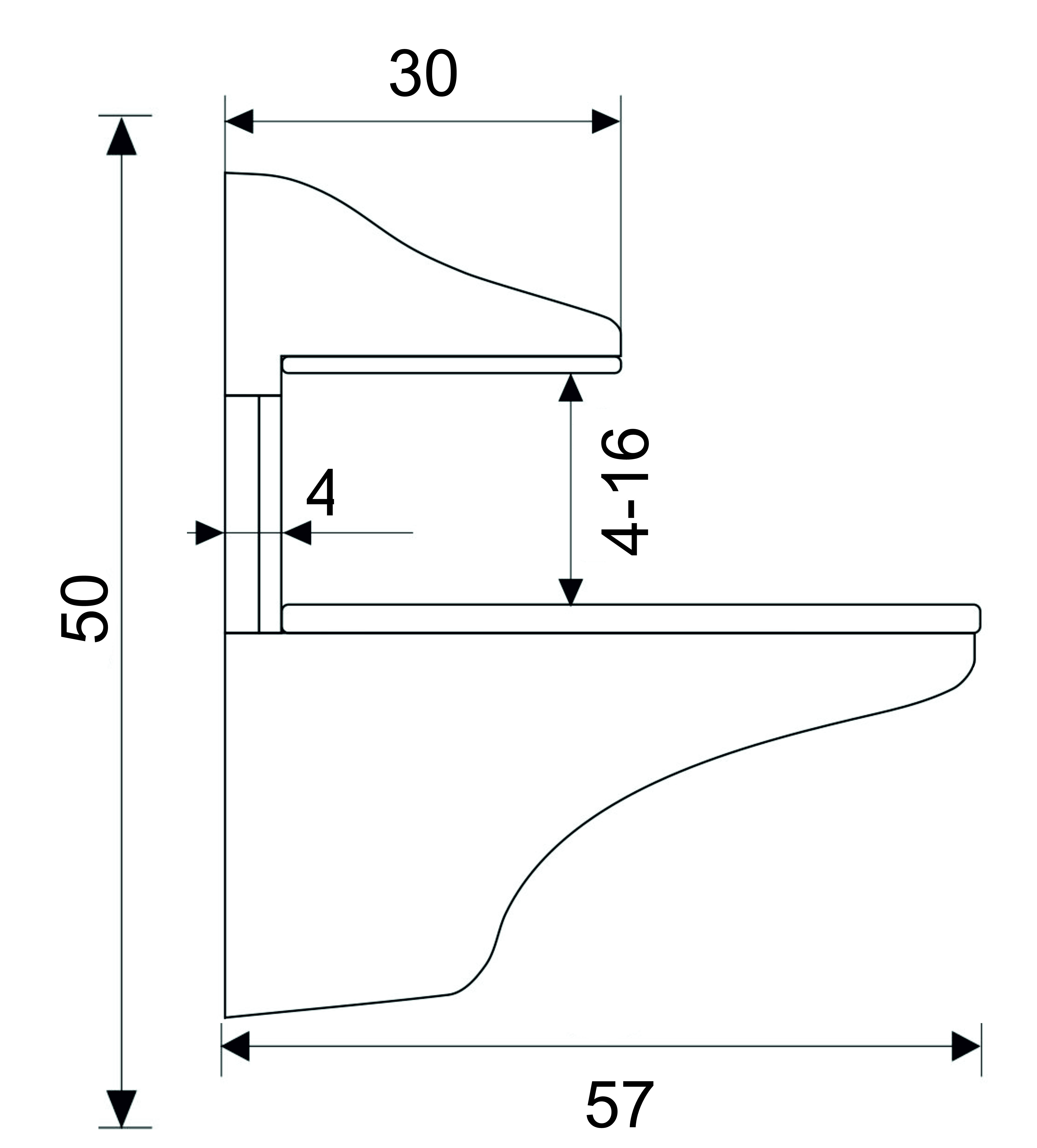 Полкодержатель Trodos "1186" 50х57, хром матовый