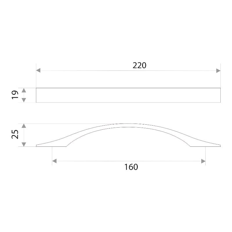Ручка-скоба мебельная Trodos "ZY-98" 160мм алюминий 49гр, хром