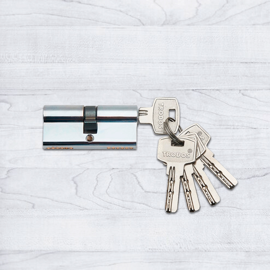 Механизм цилиндровый Trodos ЦМП 100(45/55) сплав ЦАМ 5 ключей, хром