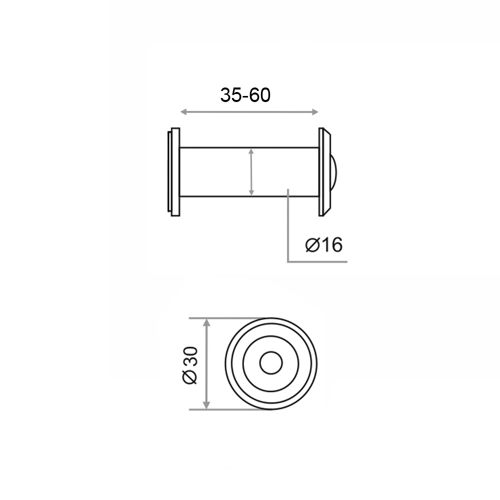 Глазок дверной Trodos R35/60, сплав ЦАМ, хром