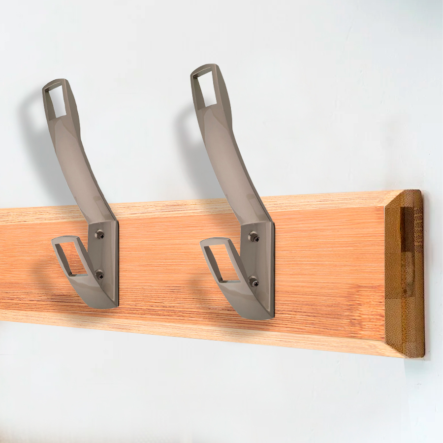 Крючок мебельный Trodos "ZY-206" 2-рожковый, сплав ЦАМ, никель