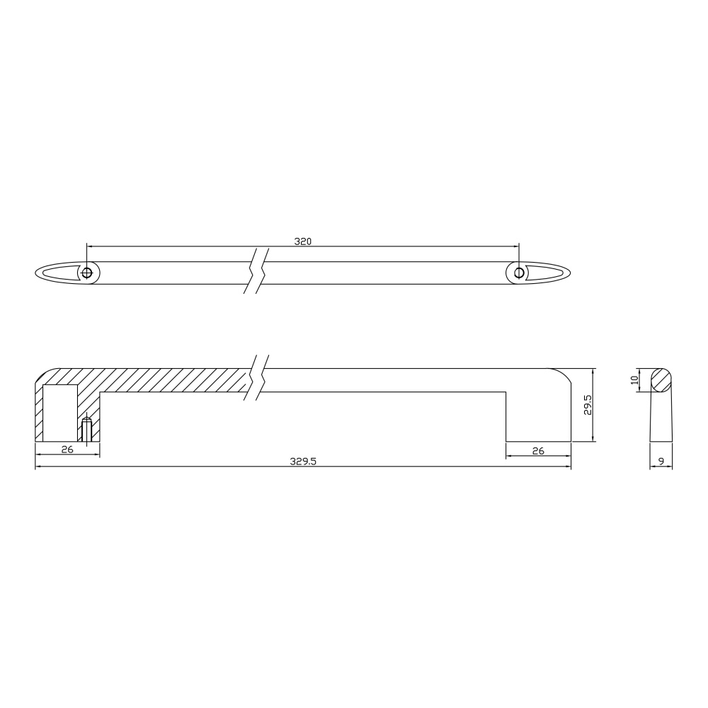 Ручка-скоба мебельная Trodos "8653" 320мм сплав ЦАМ 186гр, хром