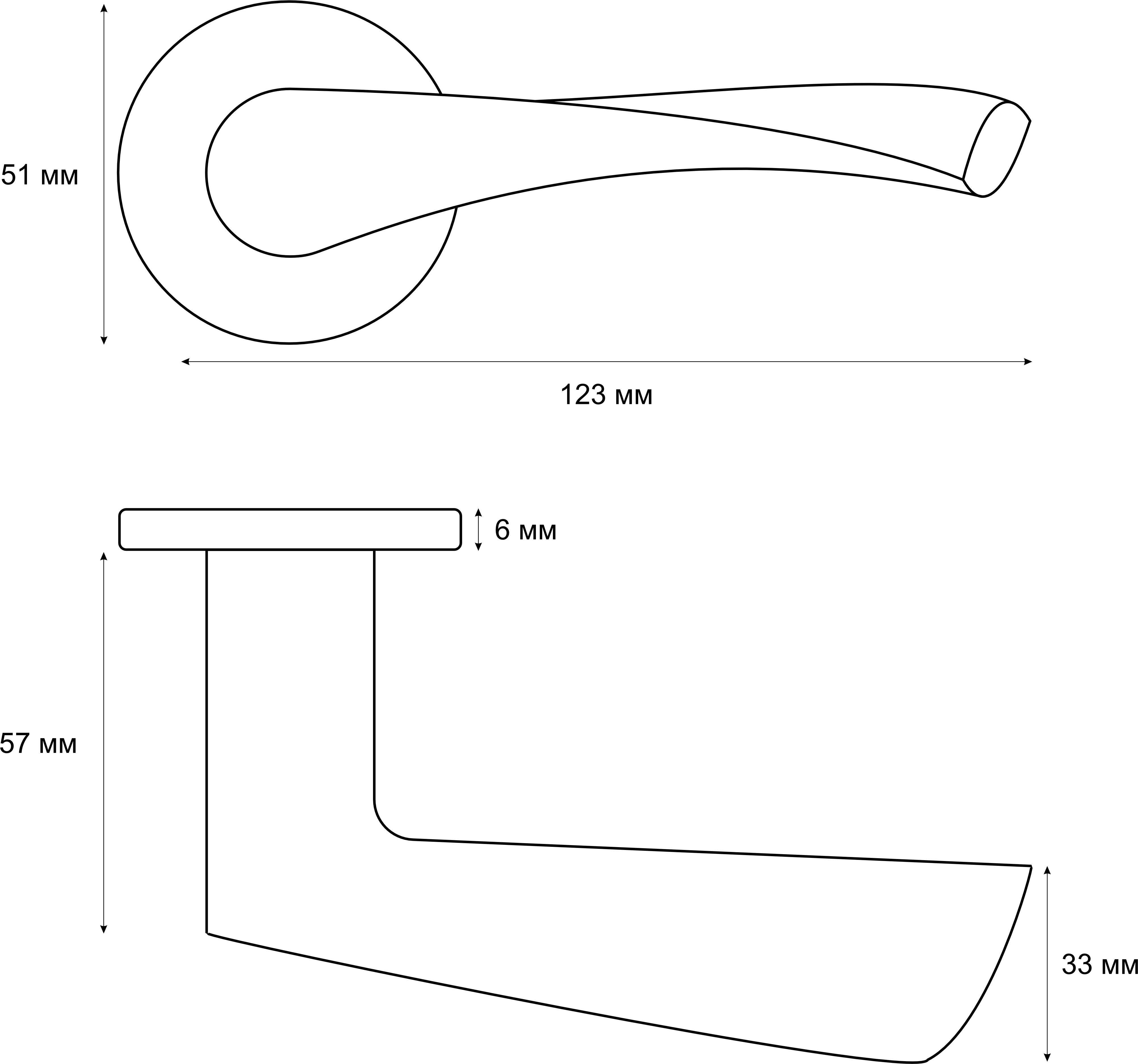 Ручка раздельная Trodos "11" серия 06 slim, золото