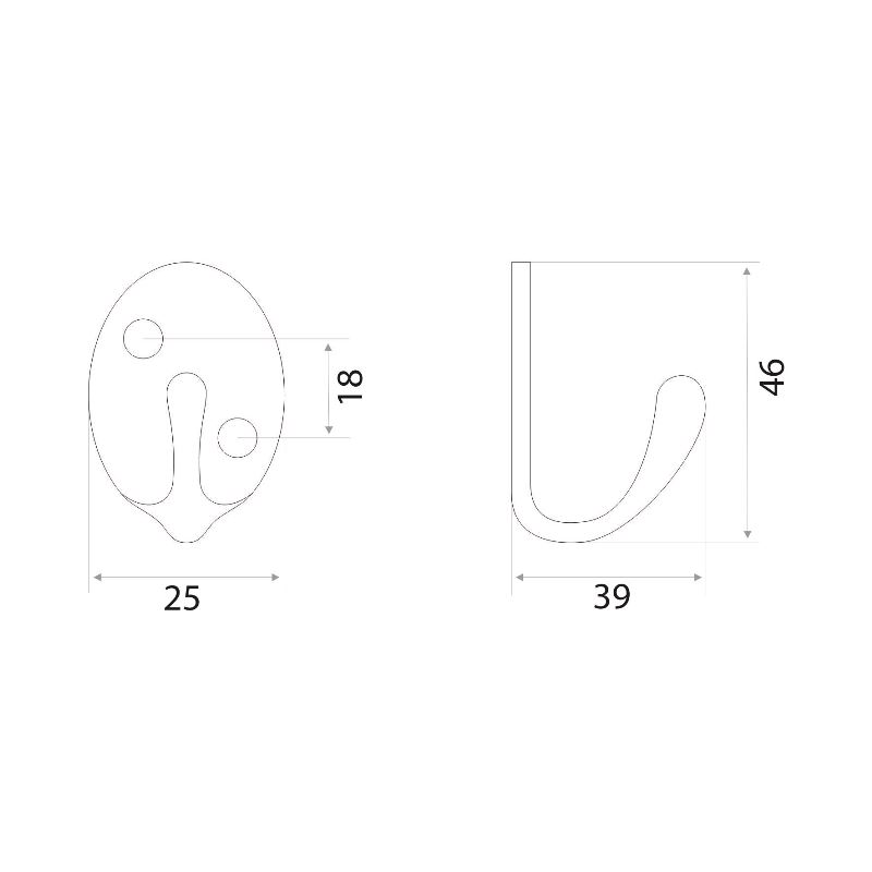 Крючок мебельный Trodos "ZY-205" 1-рожковый, сплав ЦАМ, золото