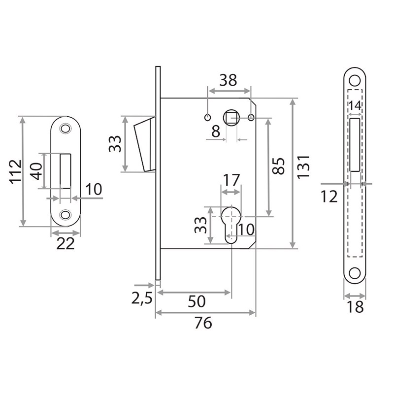Корпус замка Trodos CX-85ET/M BL магнит, черный
