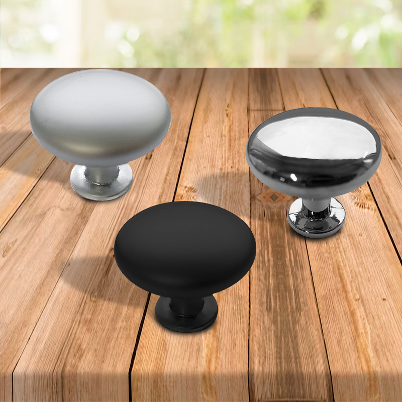 Ручка-кнопка мебельная Trodos "9095" алюминий, черный, хедер