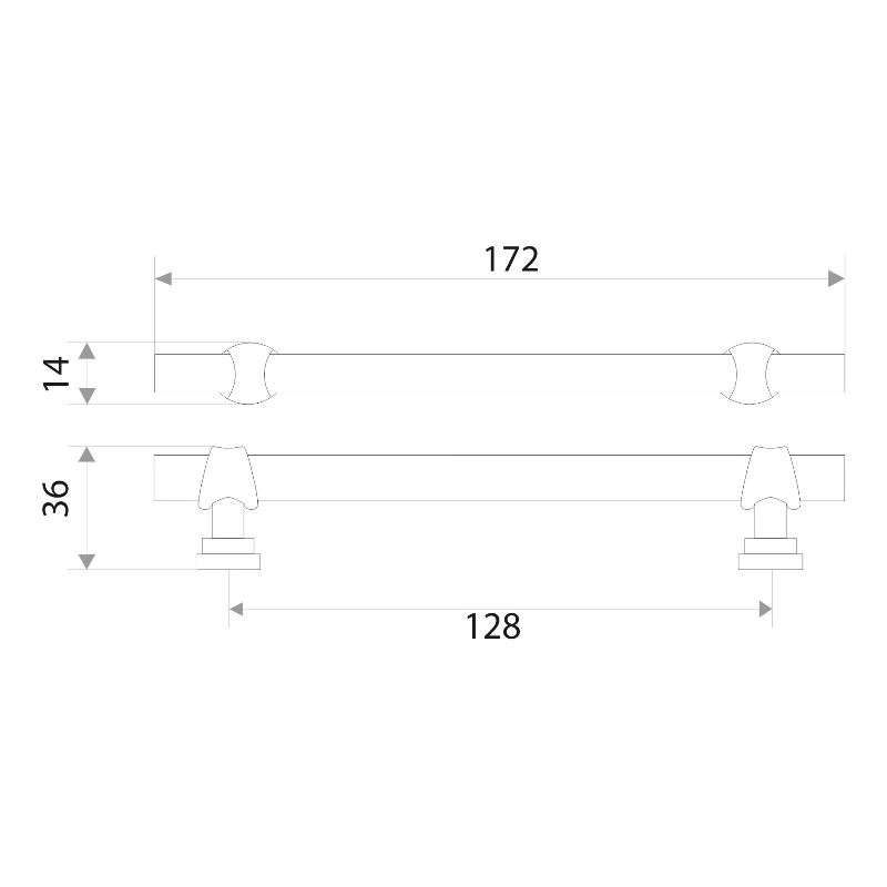 Ручка-скоба мебельная Trodos "DMZ-50039" 128мм сплав ЦАМ 202гр, античная бронза