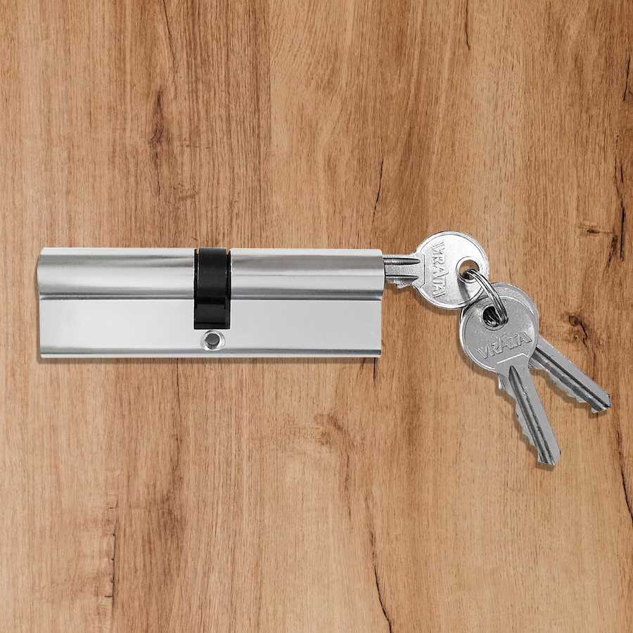 Механизм цилиндровый Vrata ЦМ 100(50/50) алюминий 3 ключа, хром