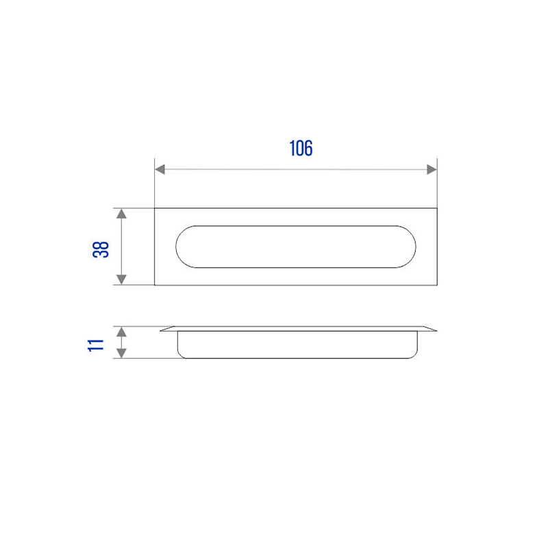 Ручка врезная мебельная Trodos "ZY-1240" 96мм сплав ЦАМ, черный
