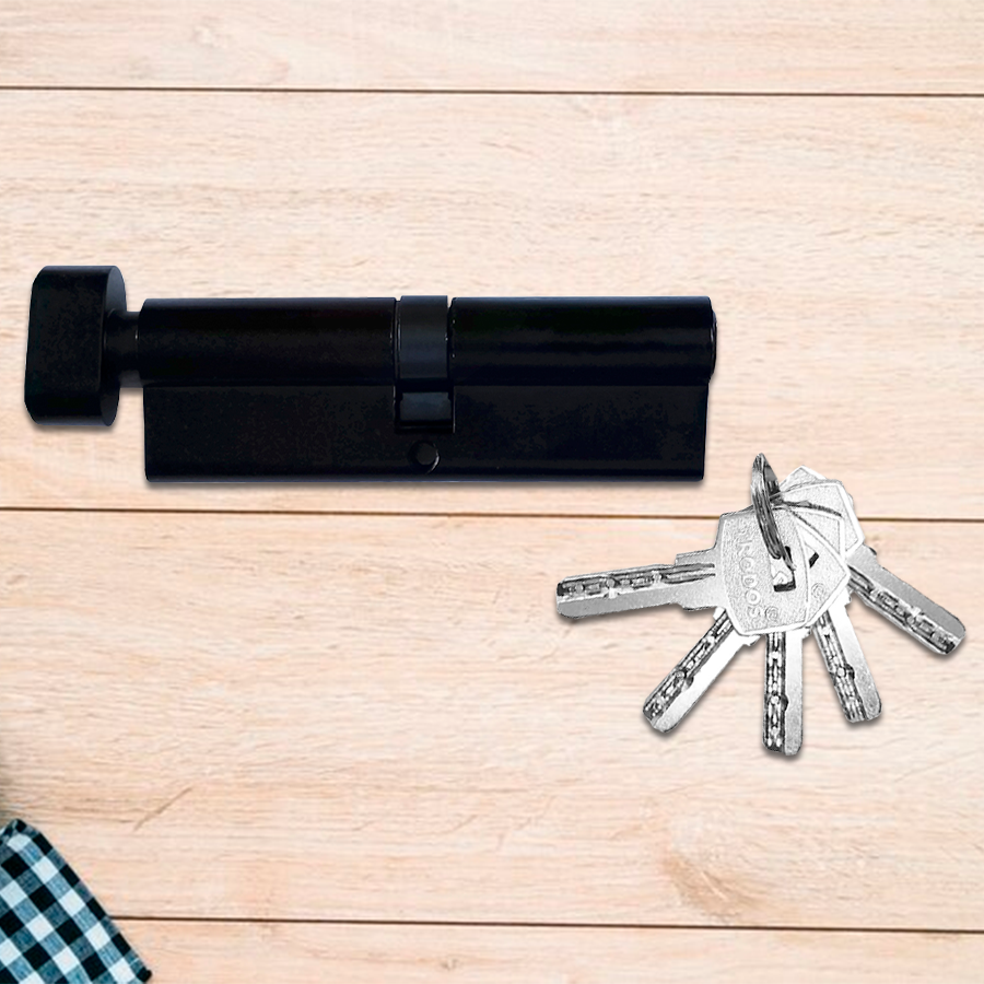 Механизм цилиндровый Trodos ЦМВП 100(50/50) сплав ЦАМ 5 ключей, черный 