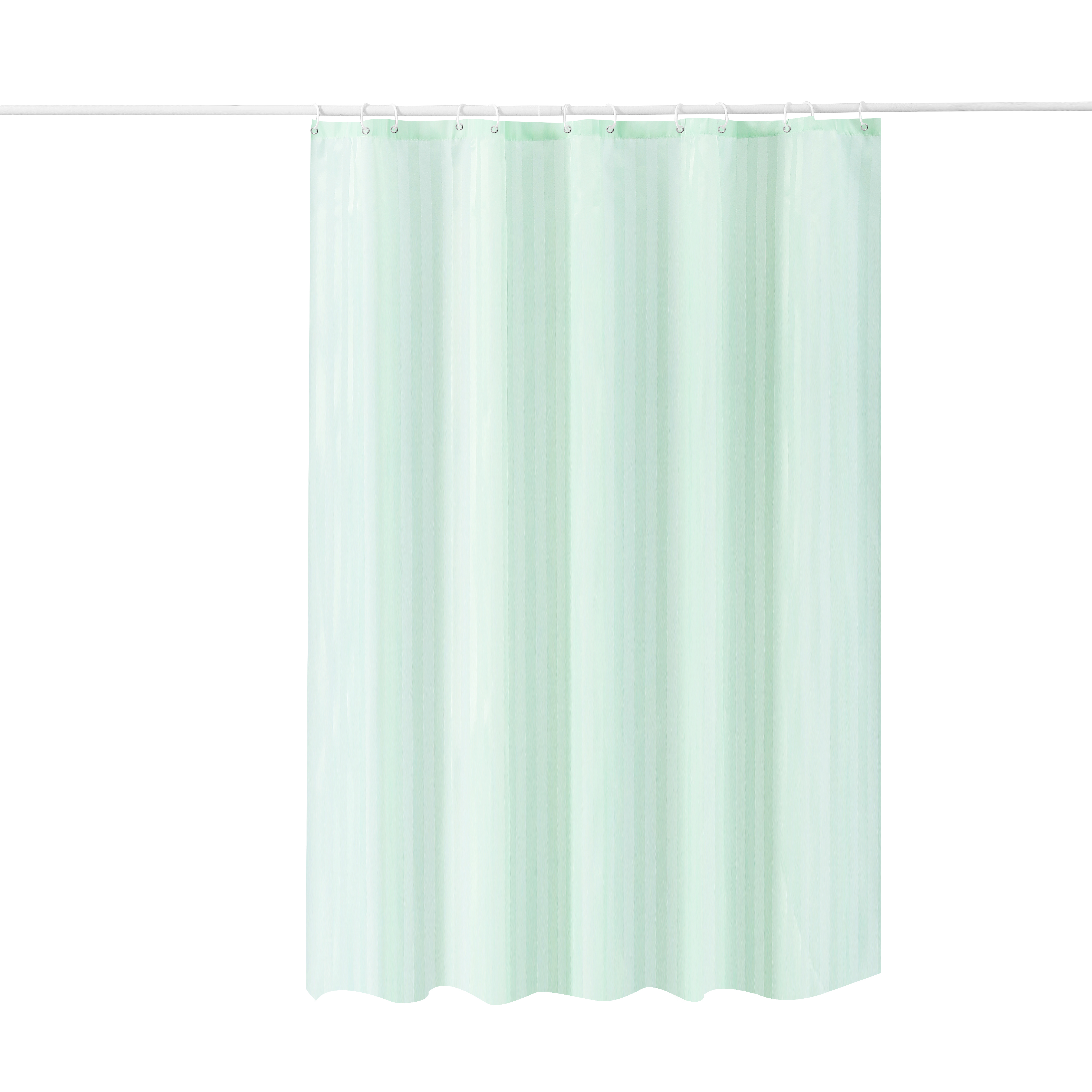 Штора для ванной Zenfort "Жаккард" полиэстер 180х200см, 12 колец, с утяжелителем, зеленый