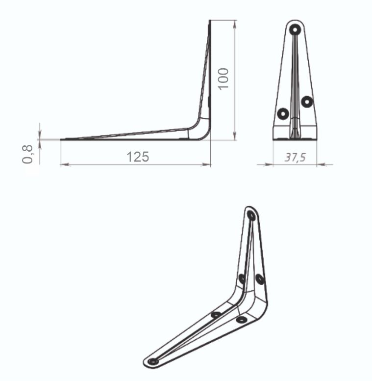 Полкодержатель (консоль) Trodos 125х100, черный