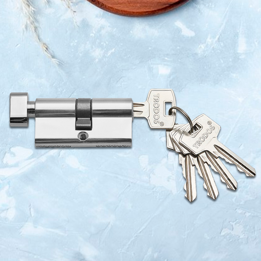 Механизм цилиндровый Trodos ЦМВ 60(30/30) сплав ЦАМ 5 ключей, хром